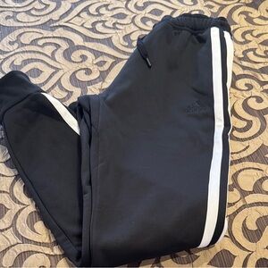 Adidas Black Joggers with White Stripes